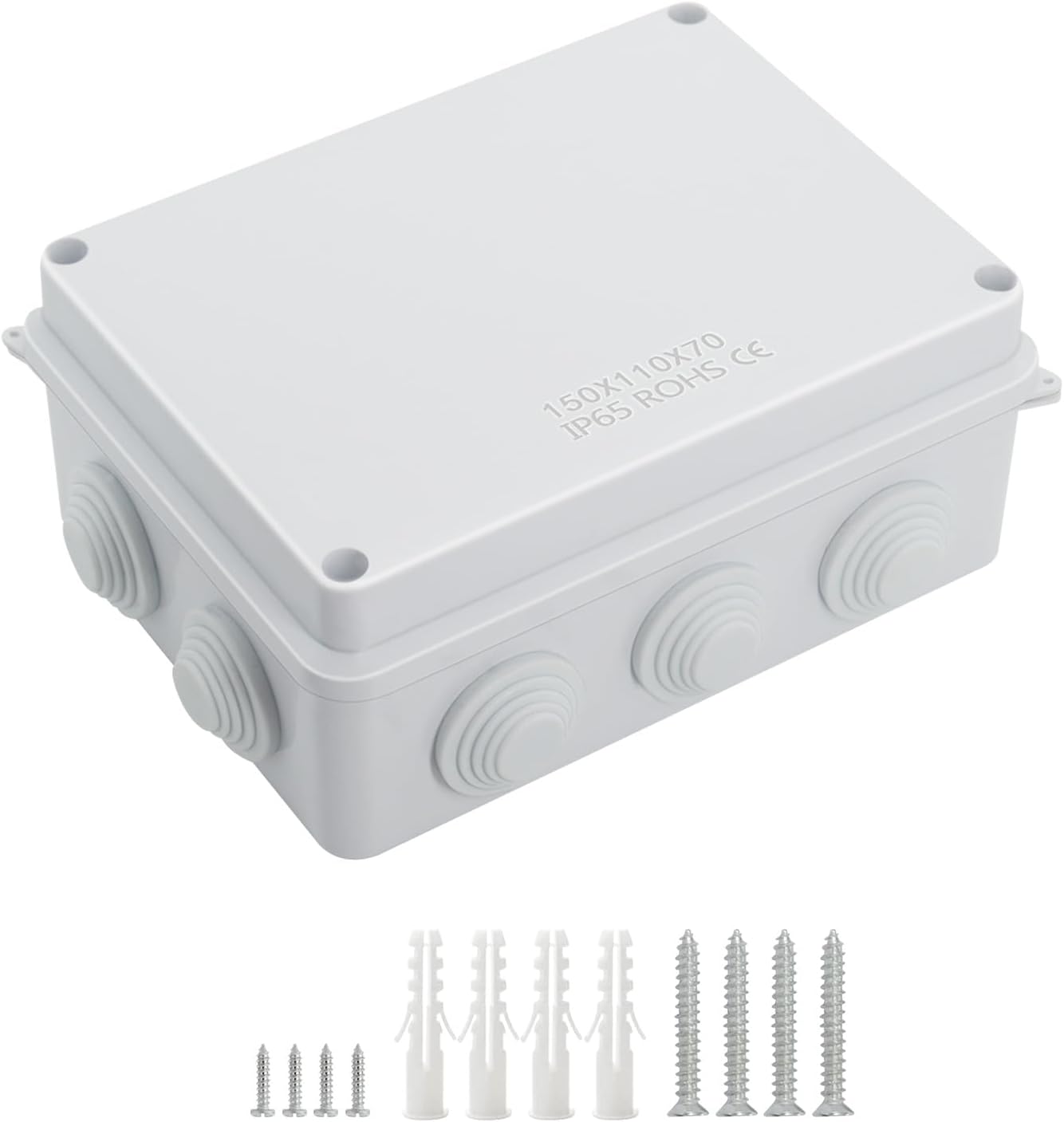 LeMotech ABS Plastic Dustproof Waterproof IP65 Junction Box Universal Electrical Project Enclosure White 5.9 x 4.3 x 2.8 inch (150 x 110 x 70 mm)