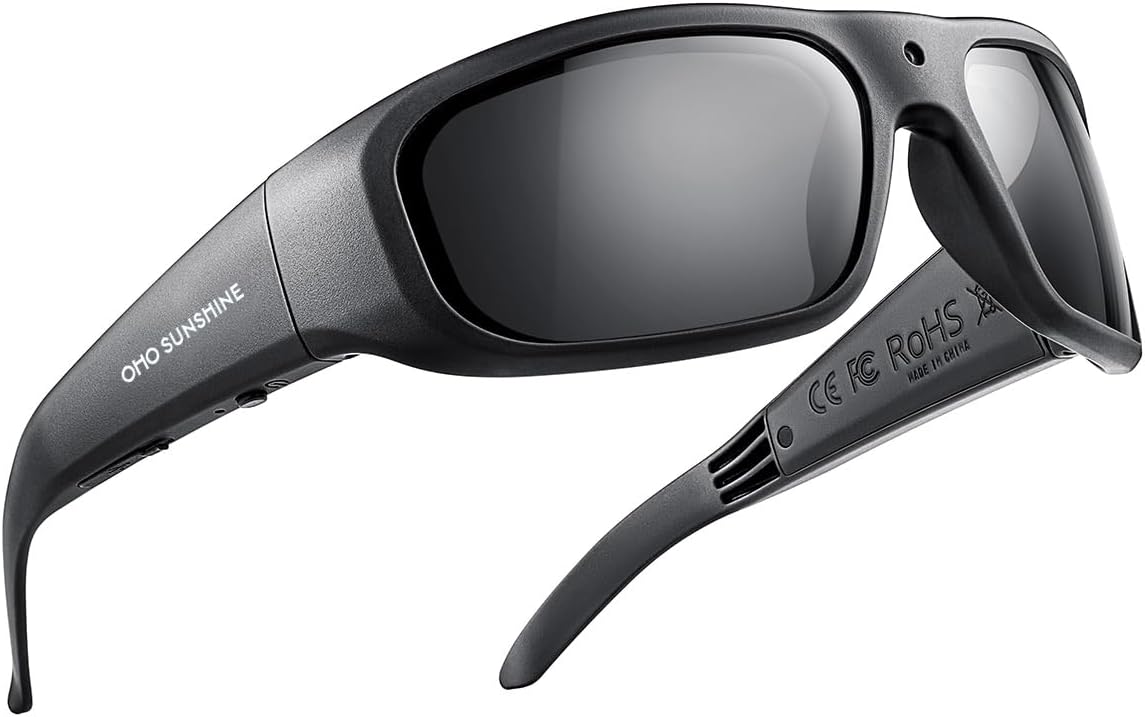 OhO Camera Sunglasses, Super Slim 1080P Full HD Outdoor Sports Action Camera with Built-in 32GB Memory and Polarized UV400 Safety Lenses Unisex