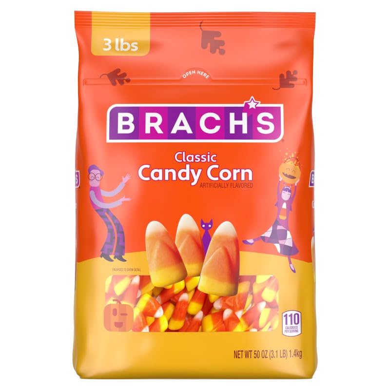 Brach's Classic Candy Corn, Fall Treats, 50 oz | Classic candy corn, honey-forward flavor, movie night, party, fall treat, party bowls, Halloween, sharing, bulk bag, seasonal