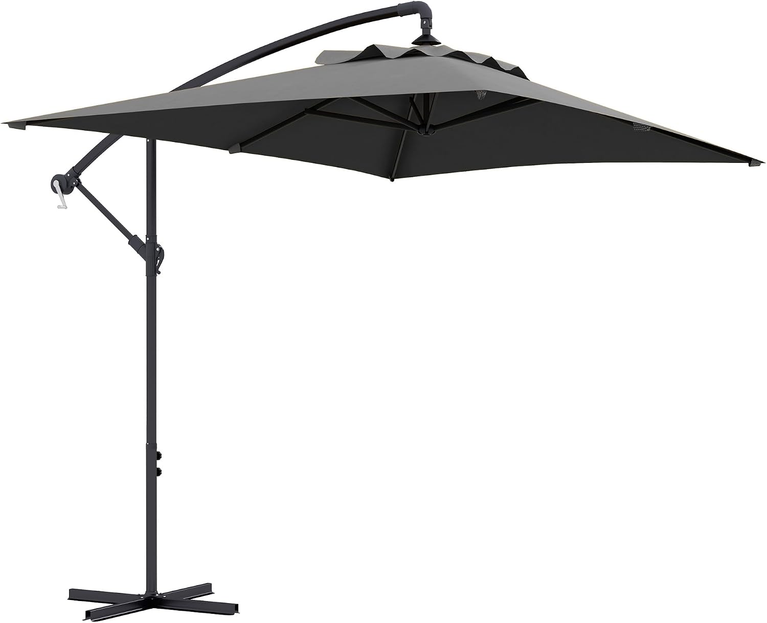 Outsunny 3x2m Cantilever Parasol with Cross Base, Banana Parasol with Crank Handle and 6 Ribs, Rectangular Hanging Patio Umbrella for Outdoor Pool, Garden, Balcony