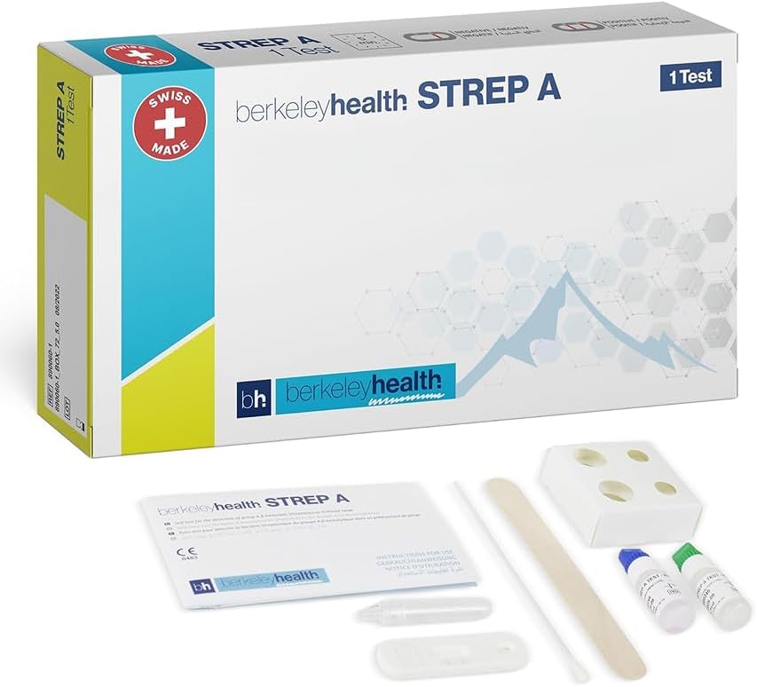 Berkeley Health Strep A Rapid Test Kit, Home Use, Quick Results (1 Test)