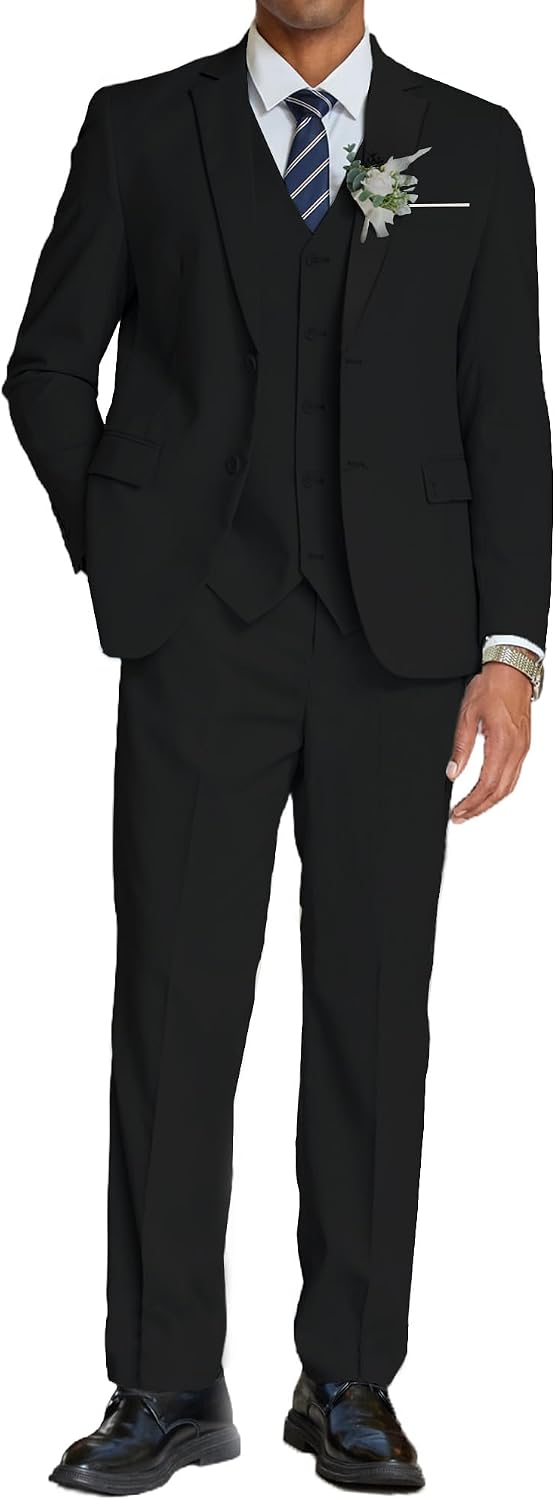 COOFANDY Men's 3 Piece Linen Suits Casual Lightweight Blazer Jackets Vest Pants Set for Wedding Business Prom