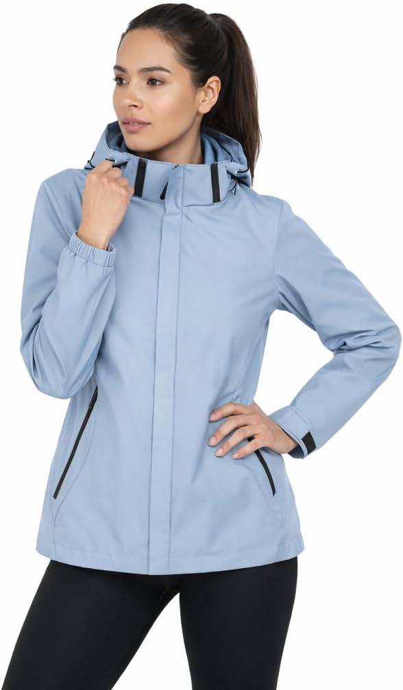 Blu Apparel Ladies Waterproof Jacket Womens Rain Coat Rain Jackets for Women Windproof Breathable Mesh Lined