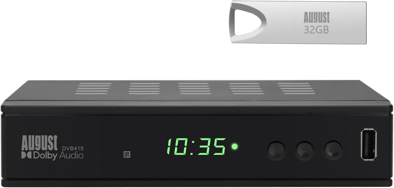 Freeview Set Top Box Recorder - August DVB415 - 1080P Freeview HD HDMI and Scart Digital TV Receiver with Multimedia Player PVR for Recording