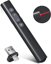 USB-A/USB-C Presentation Clicker for PowerPoint Presentations Pointer, Wireless Presenter Remote, Google Slide Advancer Projector Smart Board Slideshow PPT Clicker for Mac/Laptop/Computer/Office