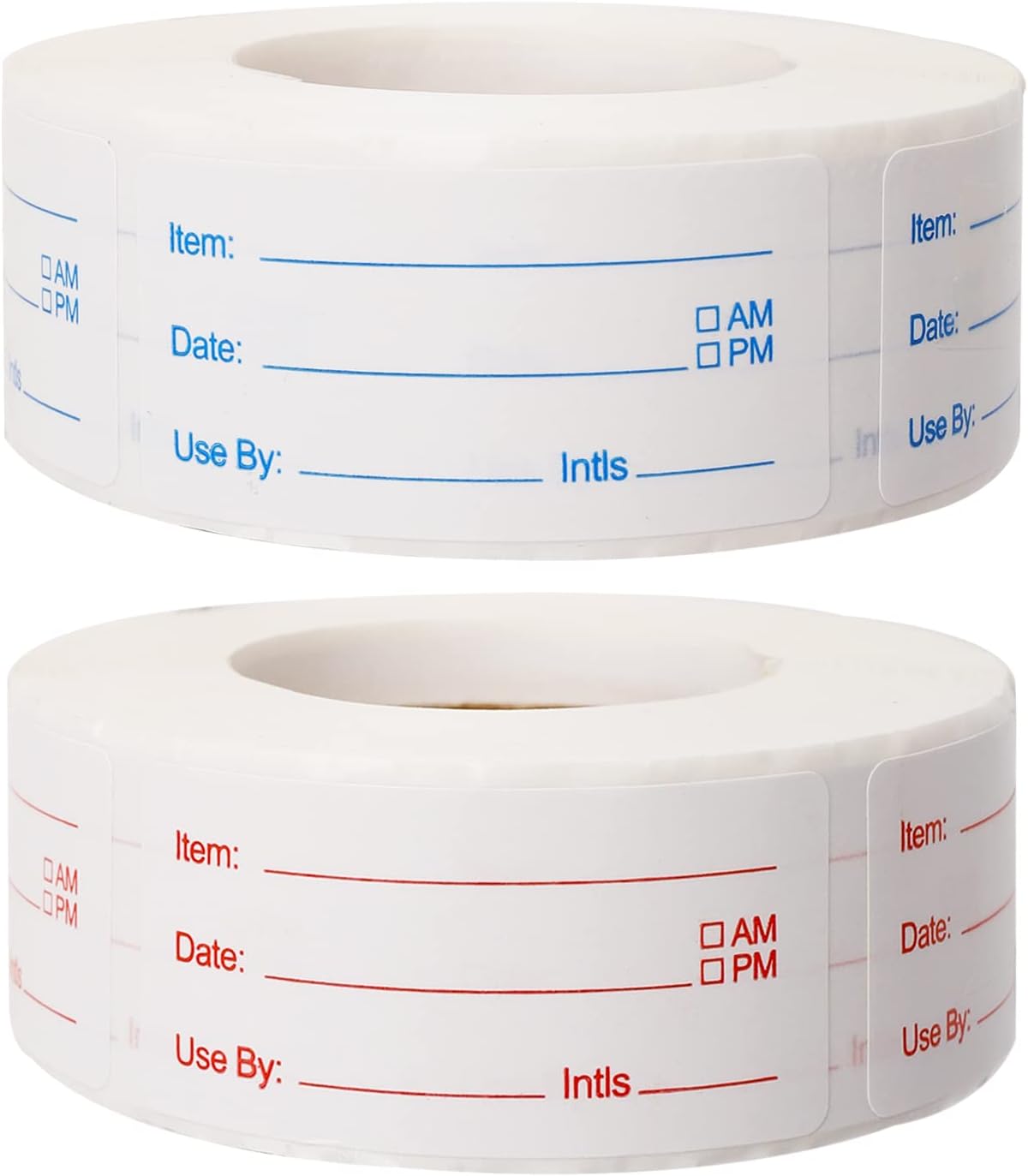 2 Rolls 1000 Pieces Removable Food Stickers, 1 x 2 Inch Food Freezer Lables Reminder Food Storage Labels Prep Canning Labels for Jars, Pantry and Meal Containers (Red, Blue)
