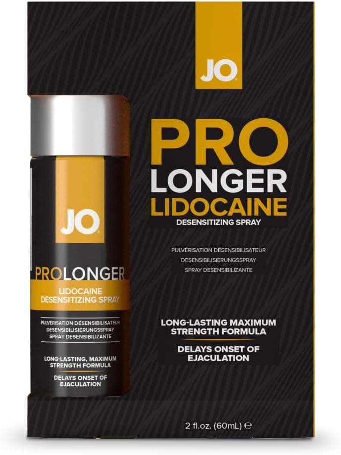 JO Prolonger Delay Spray – Maximum Strength 10% Lidocaine Spray for Men, Fast-Acting Climax Control – 2 fl oz