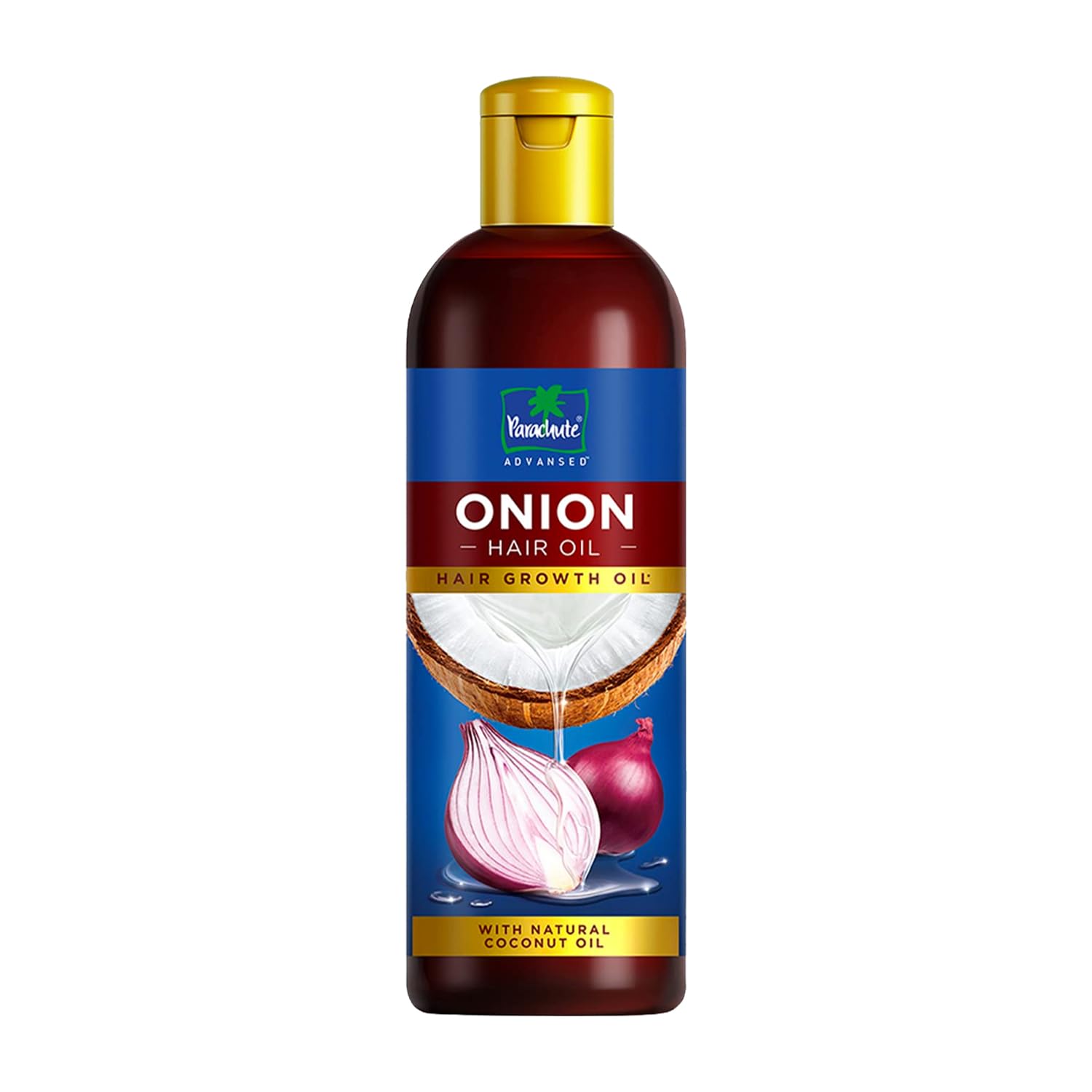 Parachute Advansed Onion Hair Oil with Natural Coconut Oil & Vitamin E, 6.7 Fl.oz. - For Longer, Stronger, Healthier Hair, Promotes Growth, Hair Fall Control, All Hair Types, Blue