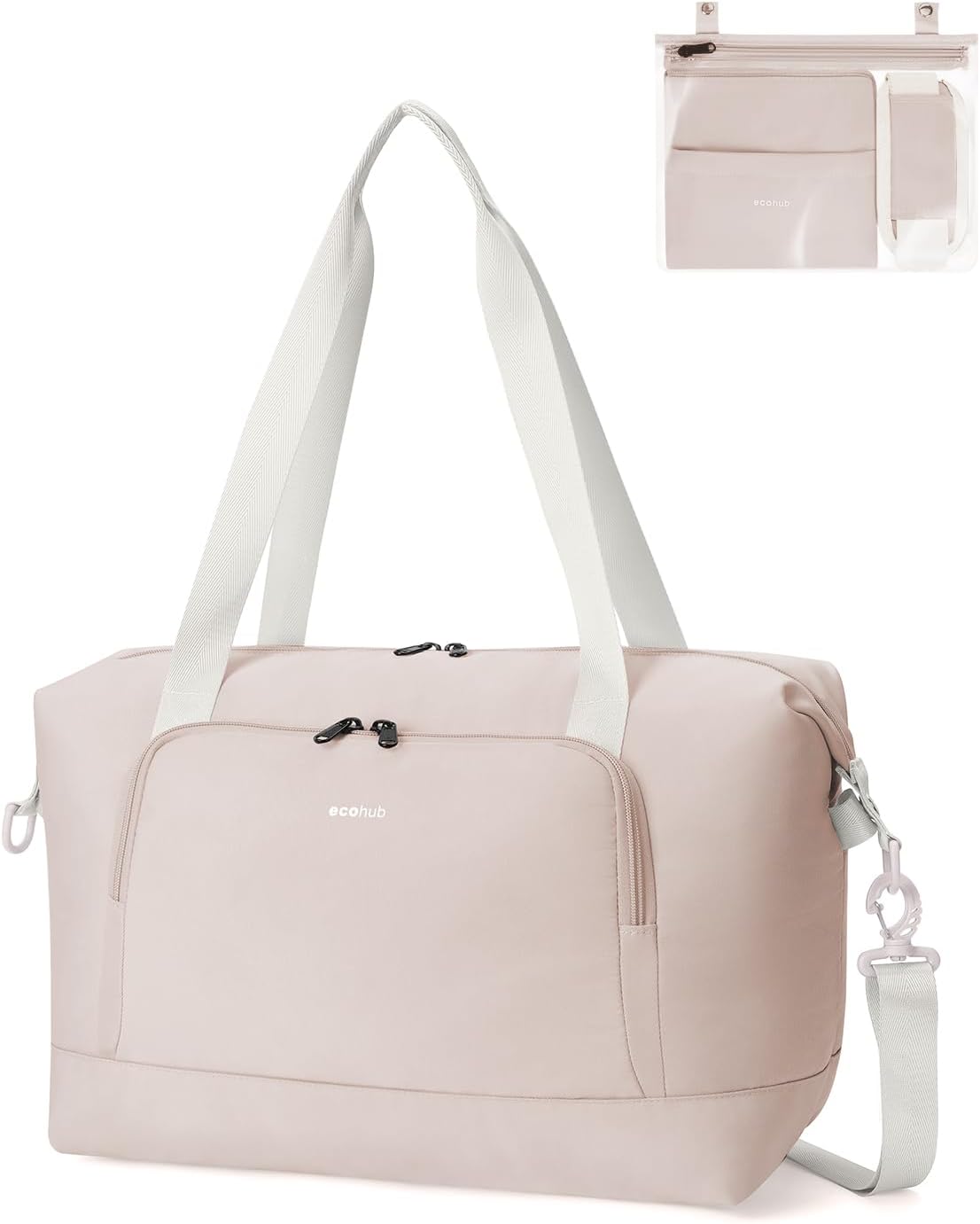 ECOHUB for Ryanair Cabin Bag 40x20x25, Perfect for New Ryanair 40x30x20 Underseat Foldable Travel Duffel Bag, Hand Luggage Holdall Bag with Wet Pocket, Carry on Overnight Weekend for Women Beige