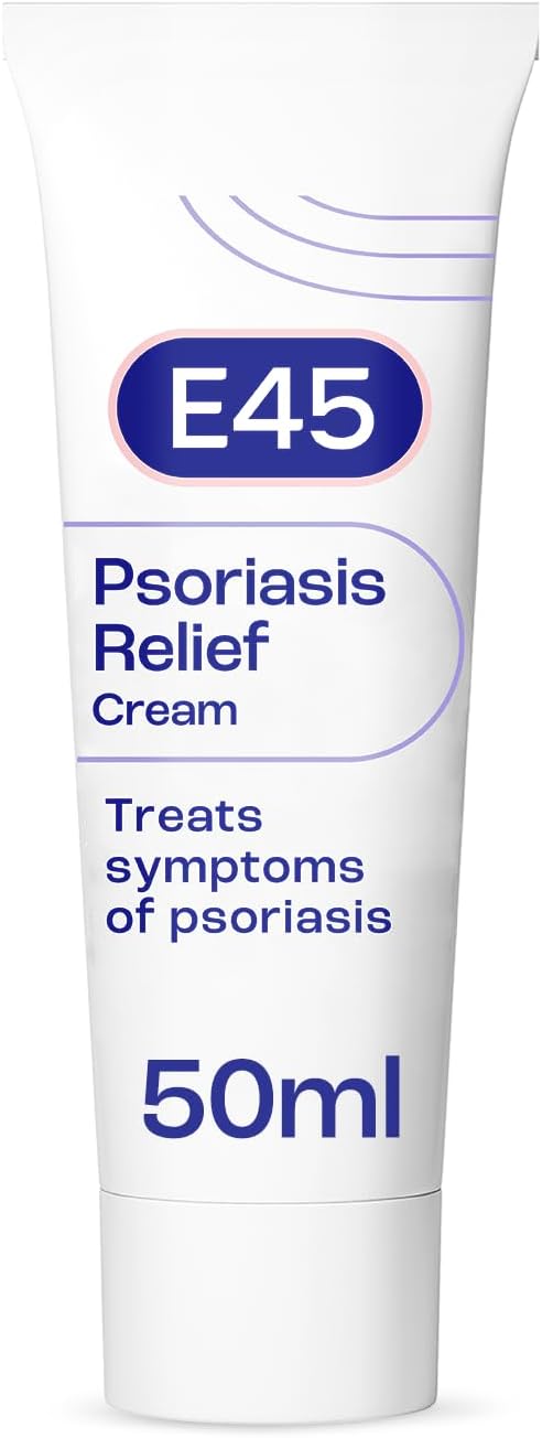 E45 Psoriasis Cream 50 ml – Treatment for Psoriasis Symptoms – to Reduce Scaling, Itching, Redness, Roughness, Dry, Hard Skin – Moisturising E45 Cream – Relieve Irritated Skin
