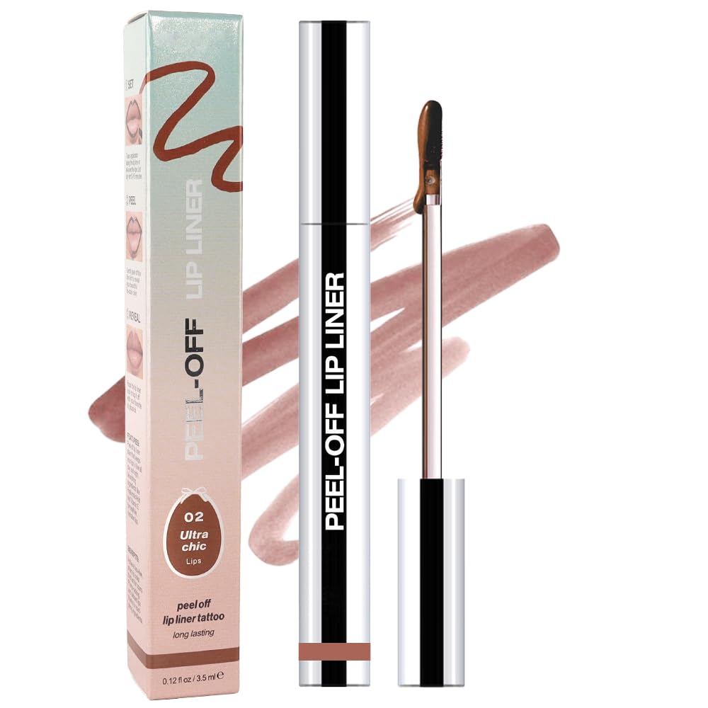 Matte Lip Stain Peel Off Lip Liner, Brown Peel Off Lip Stain Tattoo,Long Lasting & Waterproof Peel Off Lip Gloss Lip Liner,Transfer-Proof All Skin Types.0.12 fl oz #02