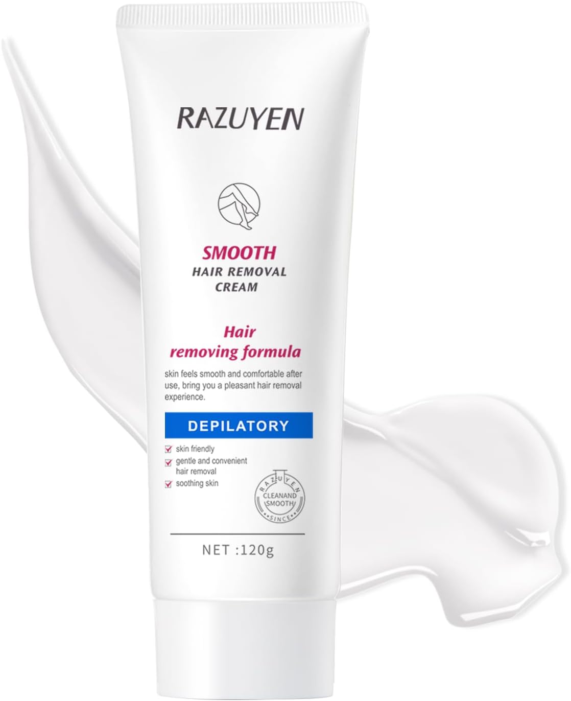RAZUYEN Painless Body Hair Removal Cream for Sensitive Skin - Depilatory for Underarms, Legs and Arms - Natural, 4.23 Ounce