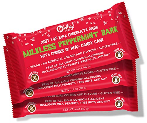 No Whey Foods - Milkless Peppermint Bark (3 Pack) – Vegan, Allergy-Friendly, Kosher – Dairy Free, Peanut Free, Tree Nut Free, Soy Free, Egg Free, Gluten Free, Sesame Free – No Artificial Colors or Flavors
