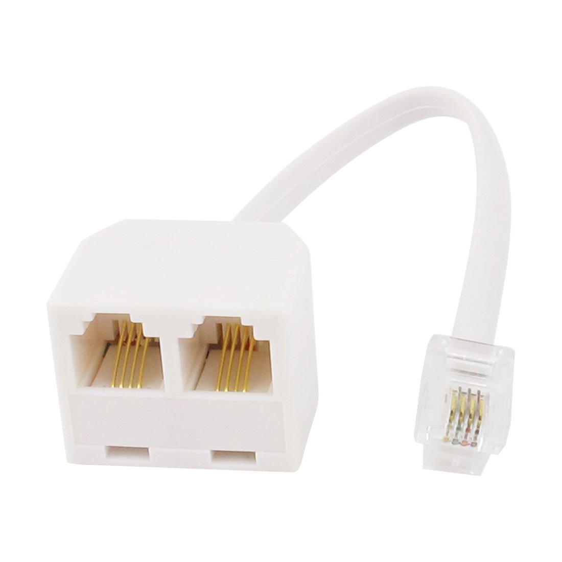 uxcell Phone Line Splitter, RJ11 6P4C Modular Handset to Double RJ11 6P4C Socket Connector Adapter for Landline, Modem, Fax Machine, 2 Way Cell Phone Jack Line Converter for Home Office