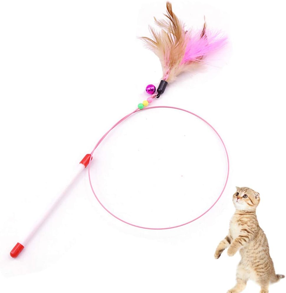 Waymeduo Feather Teaser Cat Toy Training Teaser Interactive Toy Wand Flying Feather Cat Catcher Fun Exerciser Playing Toy for Kitten Pet by SamGreatWorld, Style B