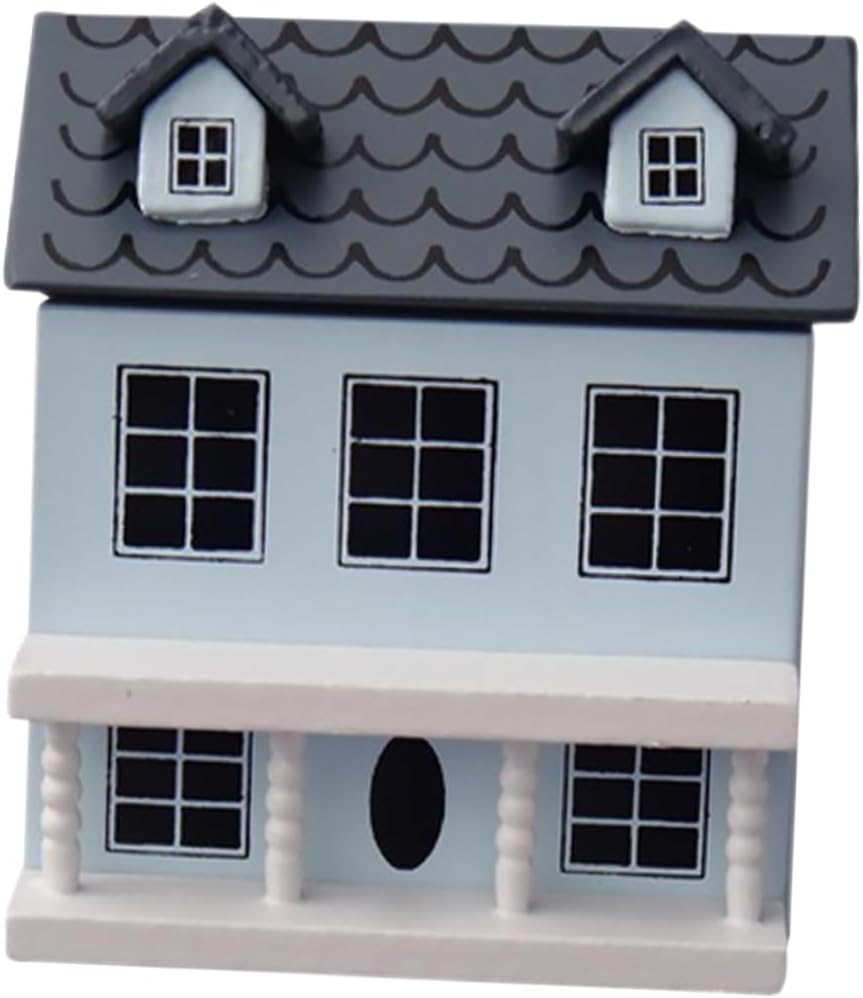 MUSISALY Miniature Dollhouse Model Adorable Scale Wooden House Walls and Grey Roof Decorative Ornament for Home Decor and Giving