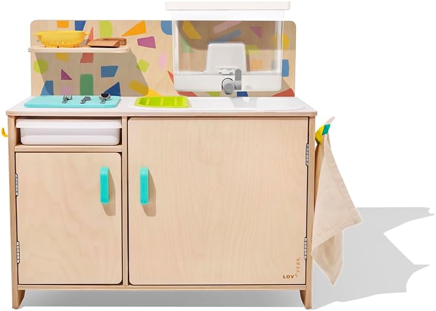 LOVEVERY, The Real Life Play Kitchen with Fresh, Drinkable Running Water, Plus Toddler Recipe Book, Birthday Gift for 18 Months to 5+ Years