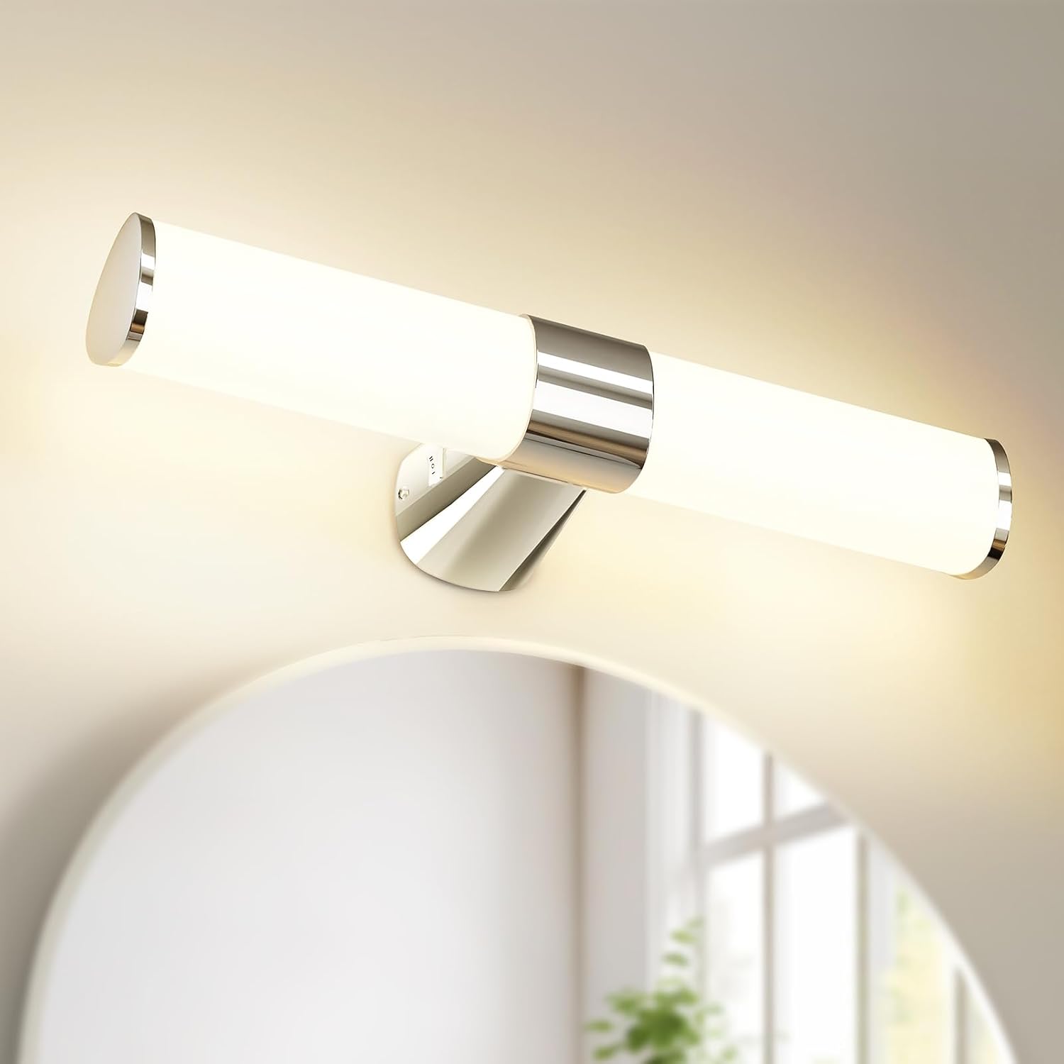LED Bathroom Over Mirror Light, Length 40CM Bathroom Wall Mounted Vanity Light for Mirror, IP44 Waterproof, Silver Chrome Lamp, 8W 800Lm Not Dimmable, 3 Levels Optional Lighting Colors