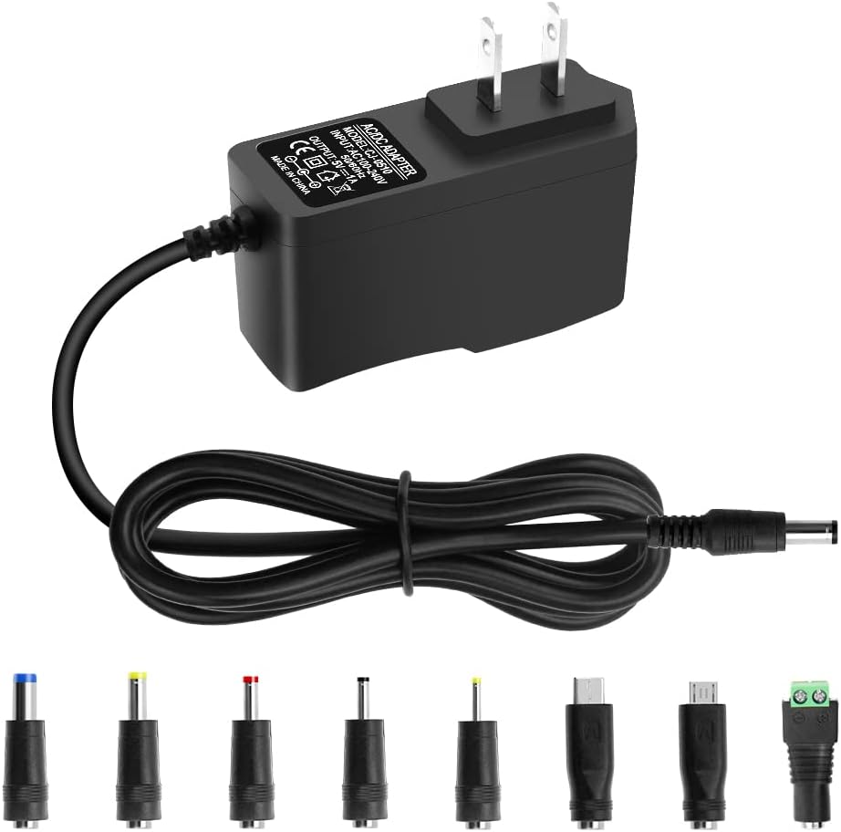 5V 1A DC Power Supply Adapter 5W AC/DC Charger AC 100V-240V to D C 5 Volt 1Amp 0.5A Replacement Power Cord for Security Camera Baby Monitor Graco Swing TV Box Raspberry Pi Type C with 8TIPS