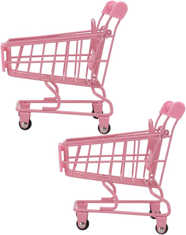 Cabilock Mini Shoing Trolly Sturdy and Safe for Toddlers Desktop Shopping Trolley Toys Storage Basket Random Style