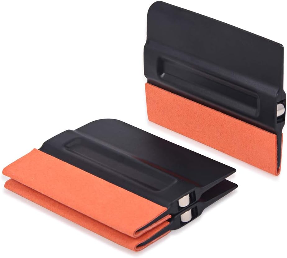 Gomake Vinyl Wrap Squeegee 4 Inch Magnet Tint With Micro-Fiber Felt Edge - Car Vinyl Scraper Decal Applicator Tool, Wallpaper Window Film Smoothing Tool, Pack of 3