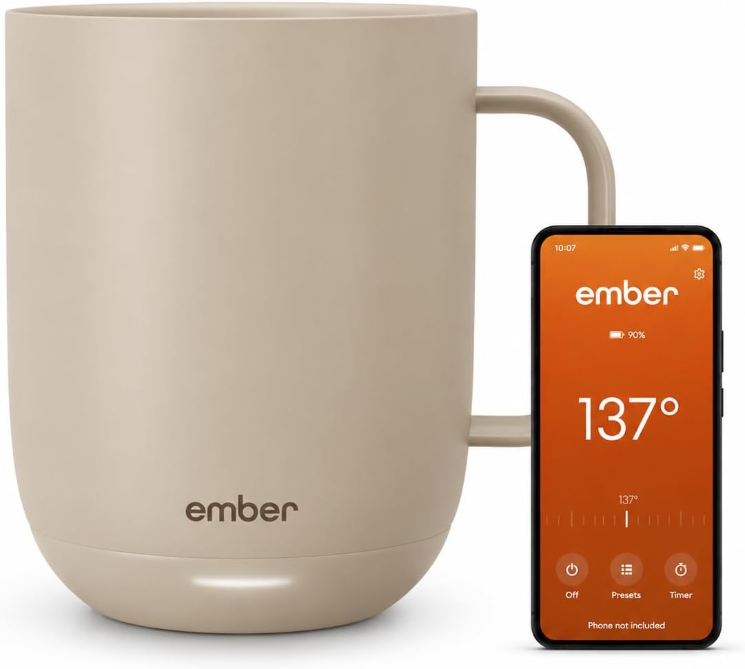 Ember Temperature Control Smart Mug 2, 14 Oz, App-Controlled Heated Coffee Mug with 80 Min Battery Life and Improved Design, Sandstone