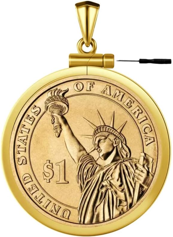 24-Karat Gold Wrapped in Silver $1 Border Screw Top Coin Border is suitable for 26.54mm diameter 2.06mm thickness, Coins Not Included