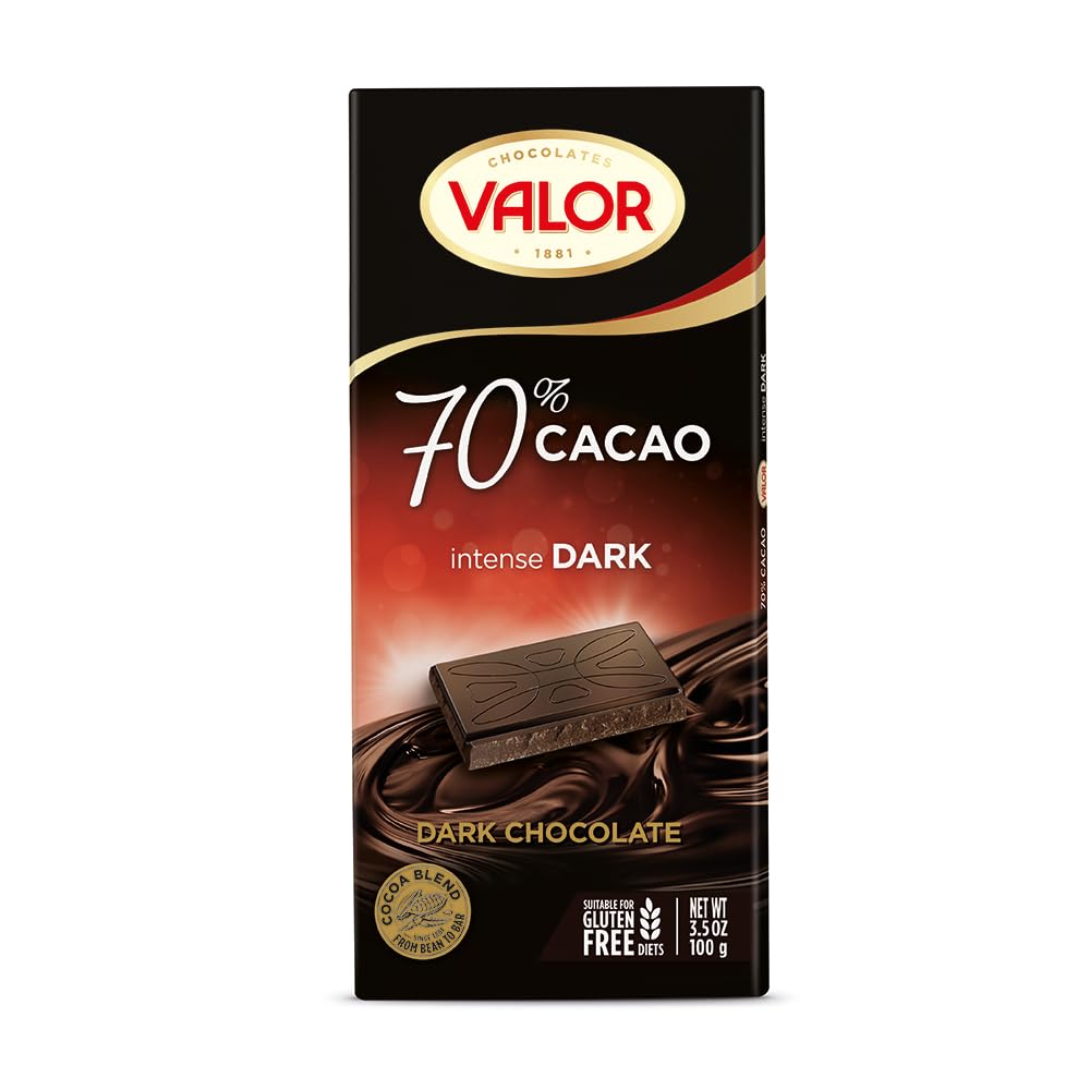 Valor. 70% Dark Chocolate. 100g (3.53oz). Pack of 17.