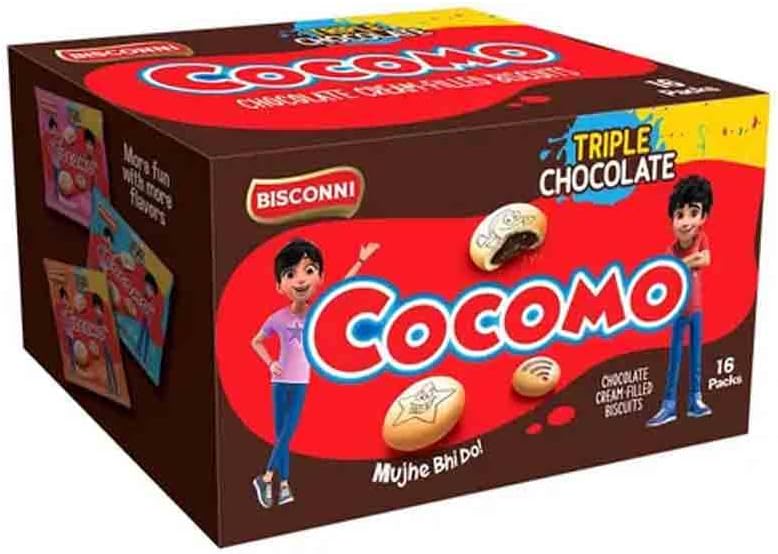 Bisconni Cocomo Triple Chocolate Cream Biscuits – Crispy Chocolate Biscuits with Rich Triple Chocolate Filling | Sweet Snack for Kids & Families