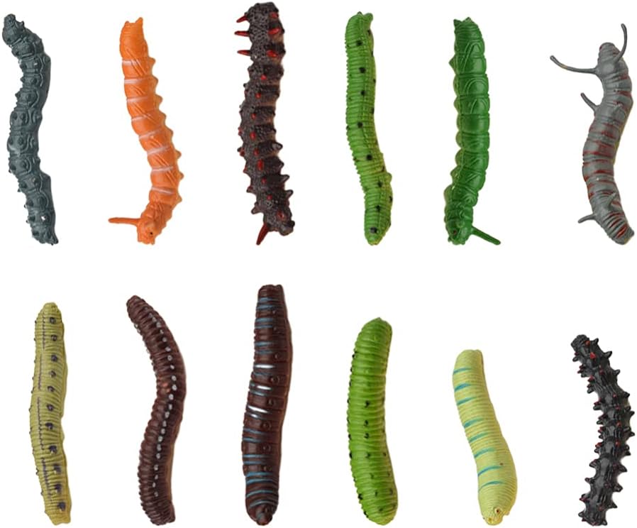 Toddmomy 24Pcs Plastic Caterpillar Toy Fake Worm Crawling Simulation Lifelike Caterpillar Model Educational Learning Toys Halloween Prank Trick Joke Props (Random Style)