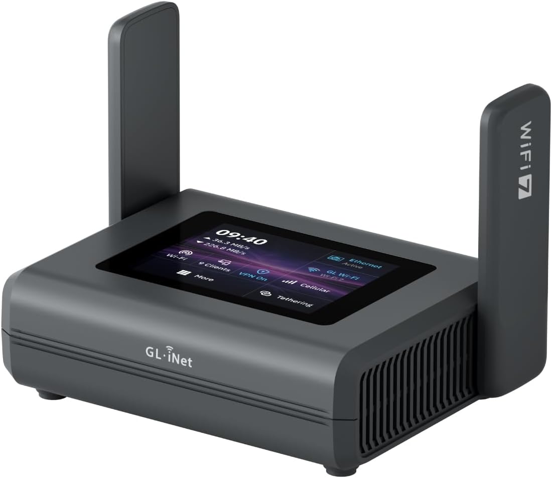 GL.iNet Slate 7 Pro (GL-BE10000) Wi-Fi 7 Travel Router, 6GHz, 2.5G, OpenWrt