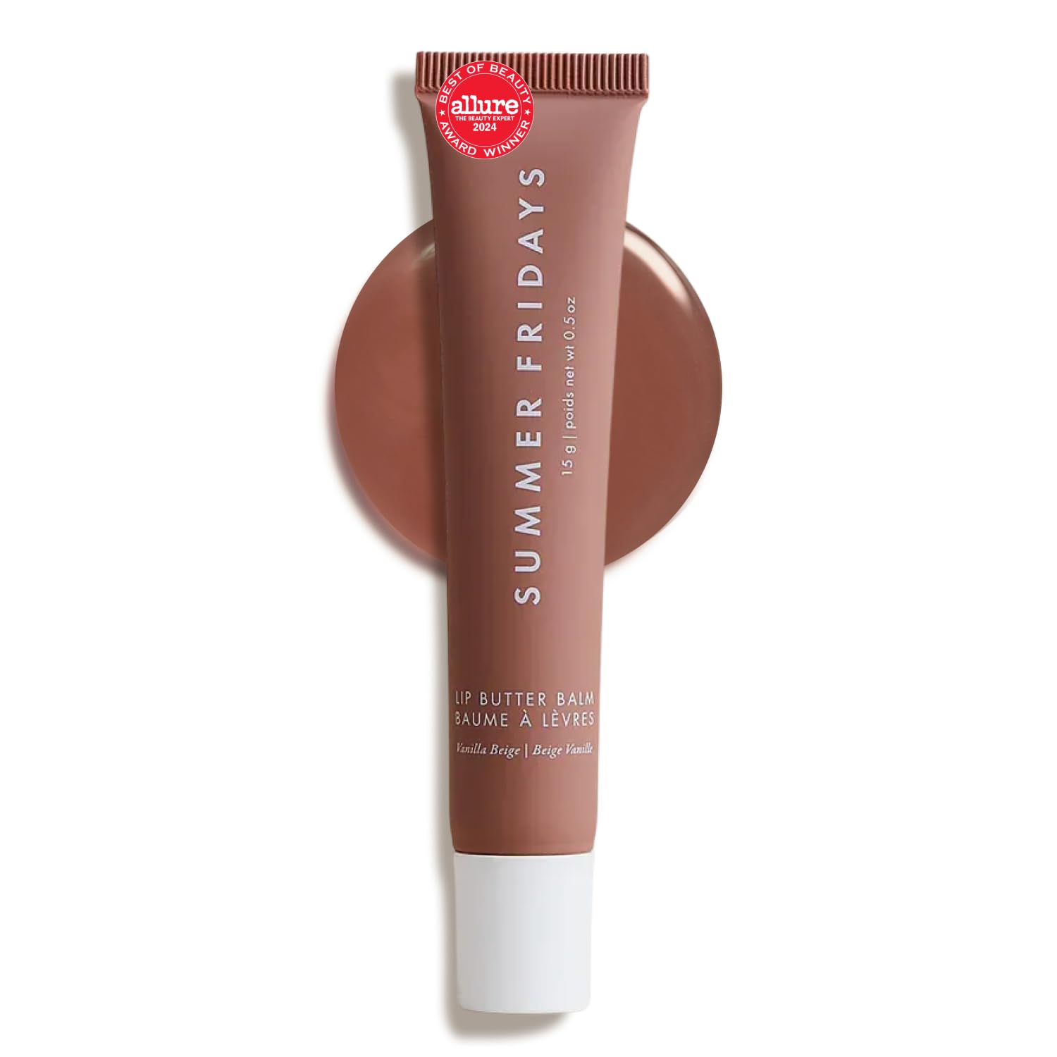 Summer Fridays Lip Butter Balm - Moisturizing Lip Gloss for Instant Shine + Sheer Color - With Nourishing Shea Butter - Everyday Makeup + Skin Care Summer Essentials - Vegan - Vanilla Beige (.5 Oz)