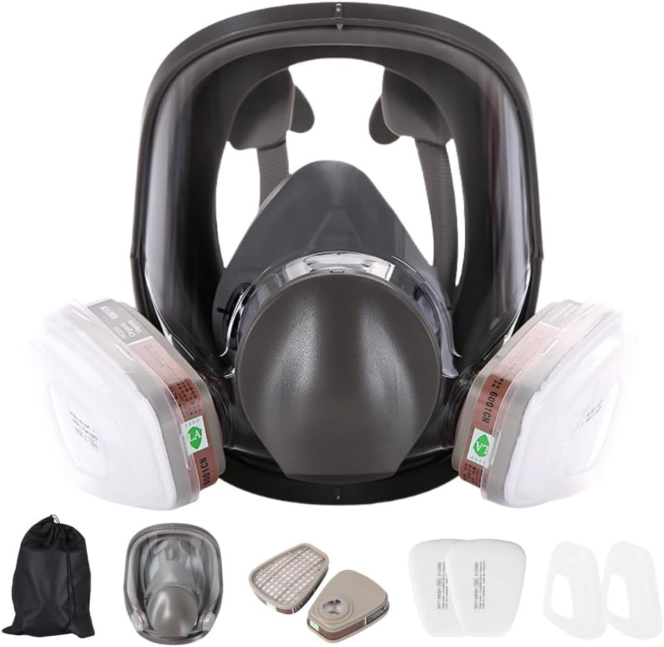 exmygboy Full Face Respirator Mask Reusable - 6800 full with Double Filtration for Paint, Against Dust,Chemicals, Formaldehyde, Polishing,Staining,Car Spraying,Sanding &Cutting