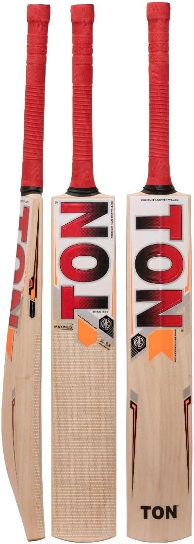 SS TON Maximus Cricket Bat For Mens and Boys (Beige, Size - 5) | Material: Kashmir Willow | Lightweight | Free Cover | Ready to play | For Intermediate Player
