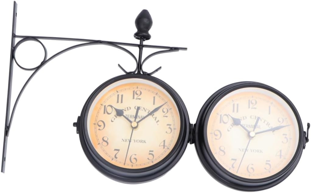 STAHAD Wall Hanging Clock Country Vintage Wall Chandelier Clock Grand Central Station Clock Kitchen s Decorative Retro Clock Large Digital Clock Movement 3d Power Iron Round Clock