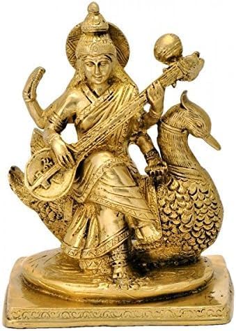 Devi Saraswati Maa Playing Veena Brass Statue