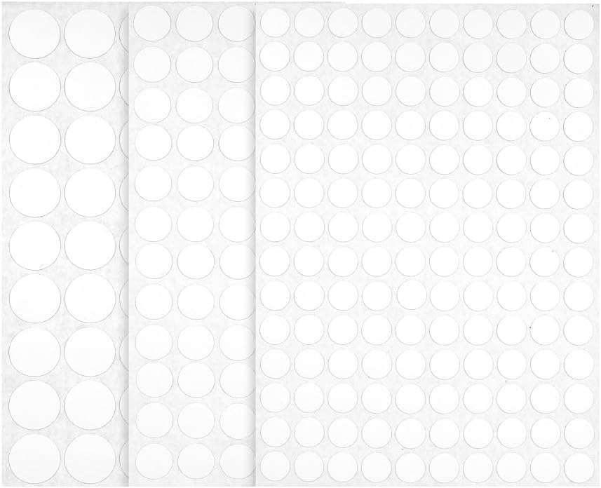 200 PCS White Self-Adhesive Screw Cover Stickers, 12mm 15mm 21mm Dot Stickers Self-Adhesive Waterproof Circle Sticker, Round Screw Hole Cover Caps for Furniture Cabinet