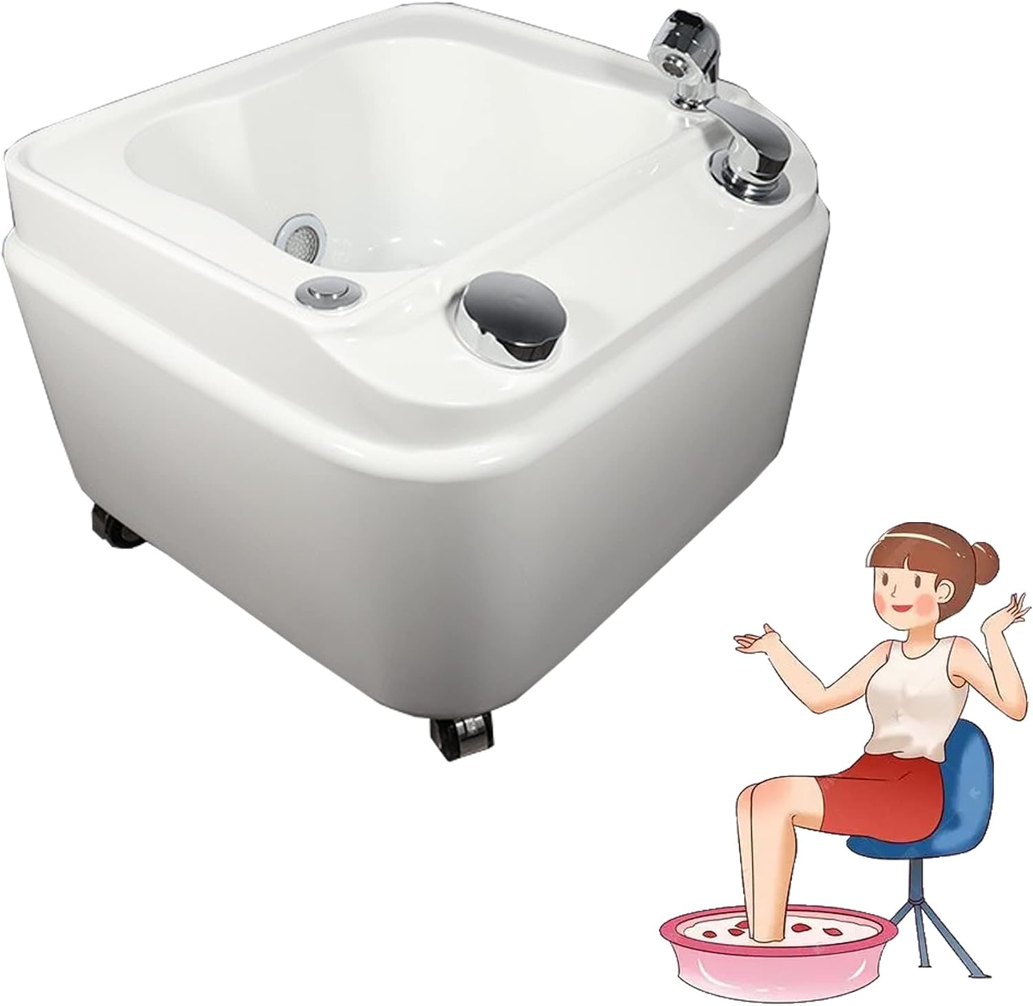 SADRIM Pedicure Foot Spa,Foot Massager Spa,Acrylic feet Soaking tub,Foot Bath with 7 Colorful Lights,Foot soak tub,Foot spa with Massage and Jets,Portable Foot Bath with 360 Mobile casters