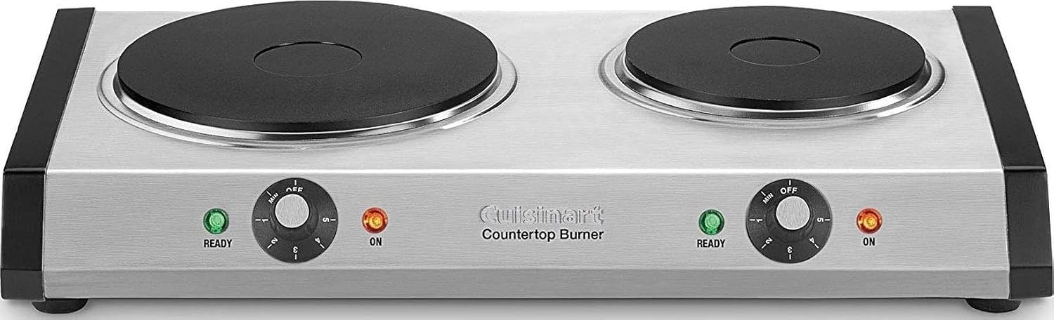 Cuisinart Double Burner Hot Plate, 1800W, Stainless Steel/Black