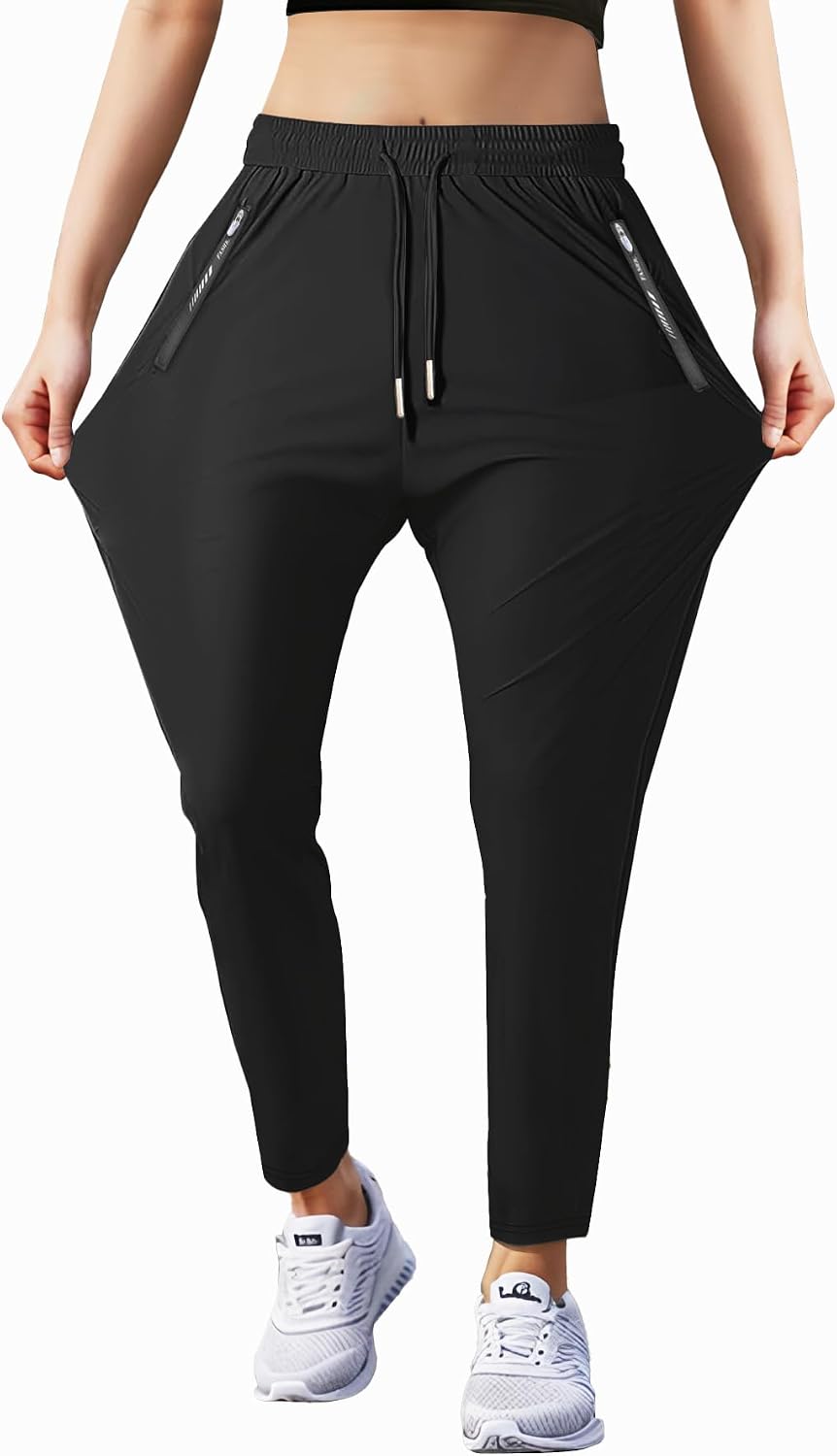 Women's Outdoor Hiking Pants Lightweight Comfortable Breathable Quick Dry Stretchy Running Athletic Pants with Zipper Pocket