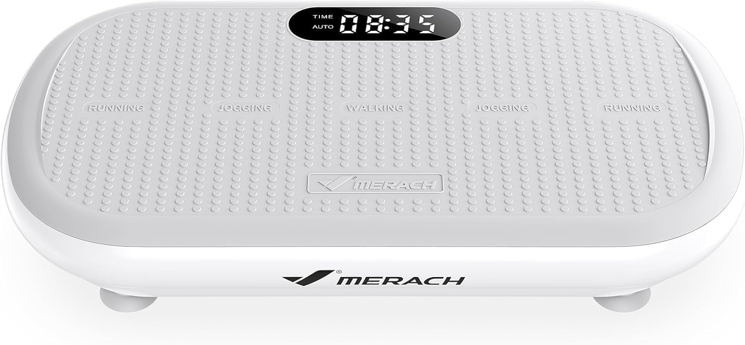MERACH Powerful Vibration Plate Exercise Machine for Weight Loss and Shaping, 13 mm Large Amplitude, 200 kg Weight Capacity, Silicone Pedal, Built-in Bluetooth Speaker