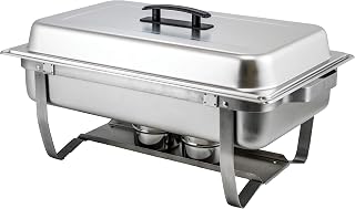 Winware Winco C-4080 w/Hinged Lid & Chafing Fuel Heat Chafer, 8 Quart (Full Size), Silver