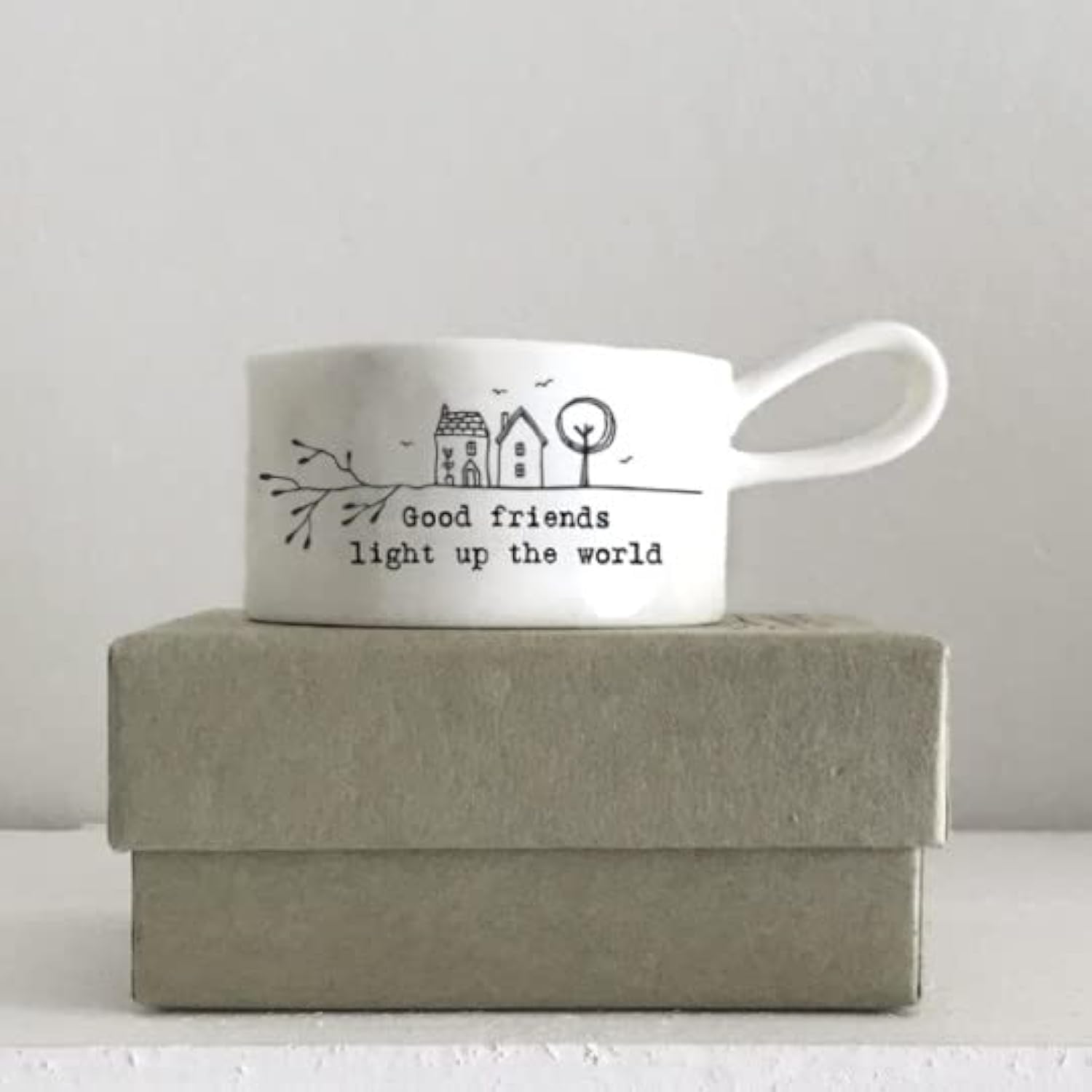 East of India Handled Tea Light Holder-Good Friends