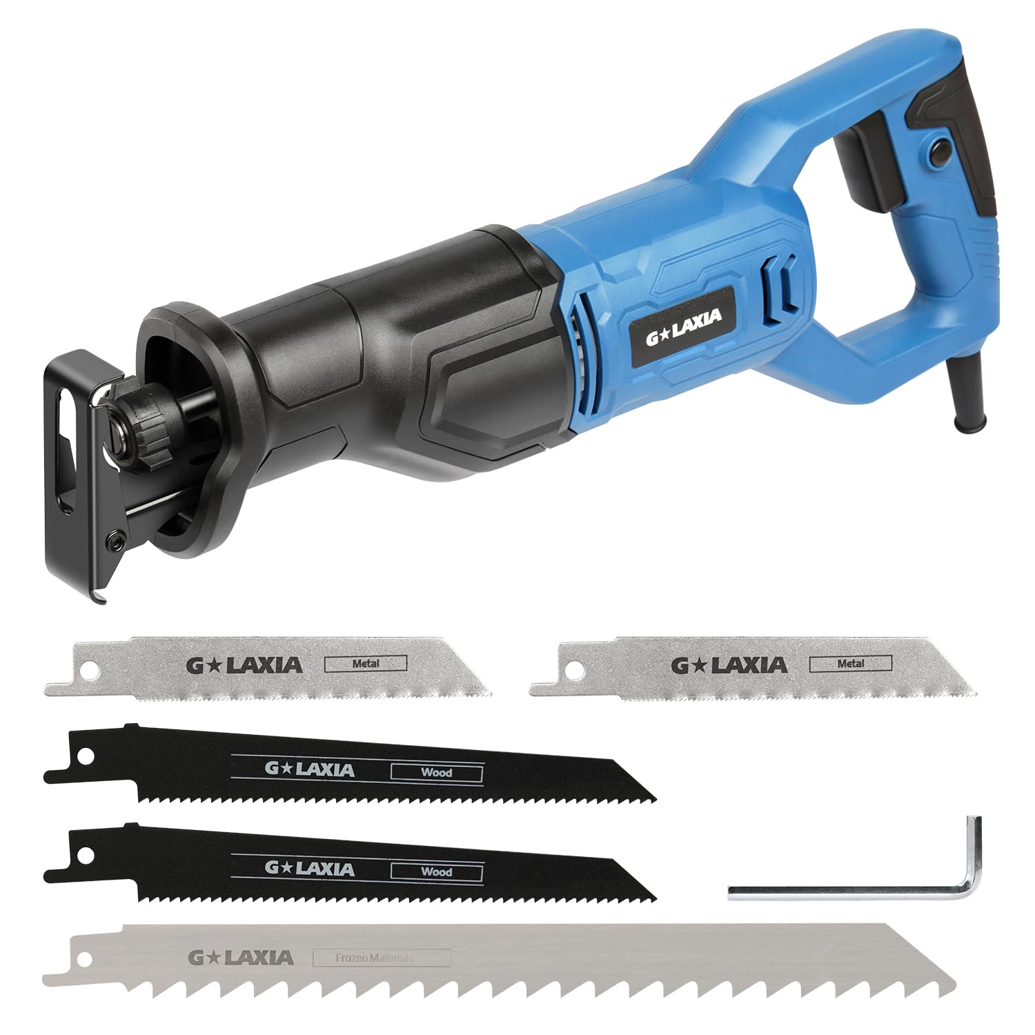 Reciprocating Saw, 6Amp 2800RPM Variable Speed Reciprocating Saw with 4/5"(20mm) Stroke Length, 3Pcs Blades for Wood, Soft Metal, PVC Pipe Cutting