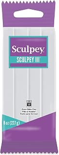 Sculpey III Polymer Oven-Bake Clay, White, Non Toxic, 8 oz. bar, great for modeling, sculpting, holiday, DIY, mixed media and school projects. Great for kids and beginners!