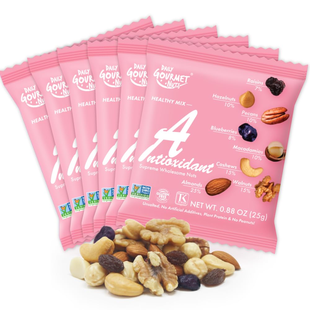 Daily Gourmet Nuts - Unsalted Mixed Nuts Snack Packs/Individually Wrapped Snacks/Nut Snacks/No Peanuts/Healthy Trail Mix Individual Packs/Deluxe Assorted Snacks