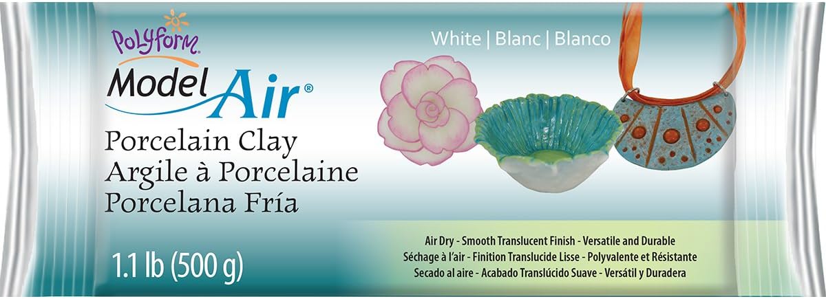 Sculpey Air-Dry Porcelain™ White, Non Toxic, Air Dry Clay, 1.1 pound bar great for realistic looking flowers, intricate sculpting and jewelry making.