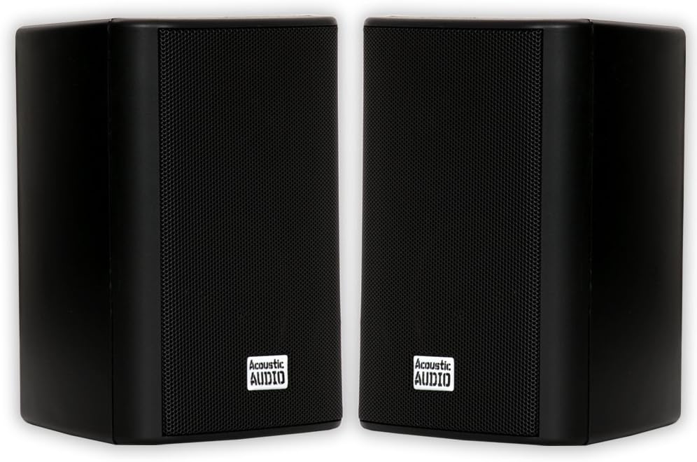 Acoustic Audio by Goldwood AA351B 2 Way High Performance Indoor Outdoor 500W Speakers with Powerful Bass (1 Pair, Black)