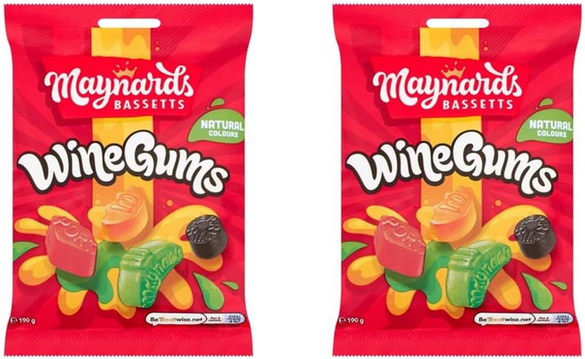 Bassetts Wine Gums Sweet Bag, 2 x 165g, Assorted Fruit Flavours,Indulge in the delectable taste of these wine gum sweets, bursting with fruity flavours and chewy textures.