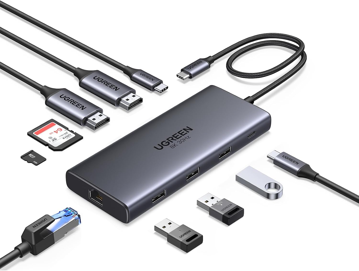 UGREEN USB C Docking Station Dual Monitor, 10-in-1 Laptop Dock with 2 HDMI